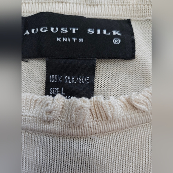 NWT - Silk August Silk Lt. Tan Short Sleeve Knit Top - Size L - Picture 5 of 11